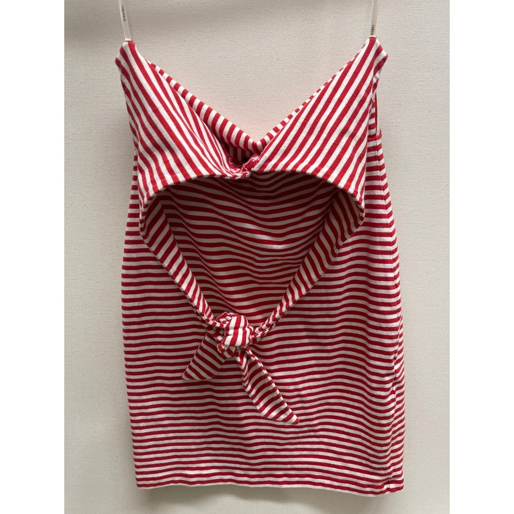 Forever 21 Red White Striped Strapless Cutout Back Tie Mini Dress Medium